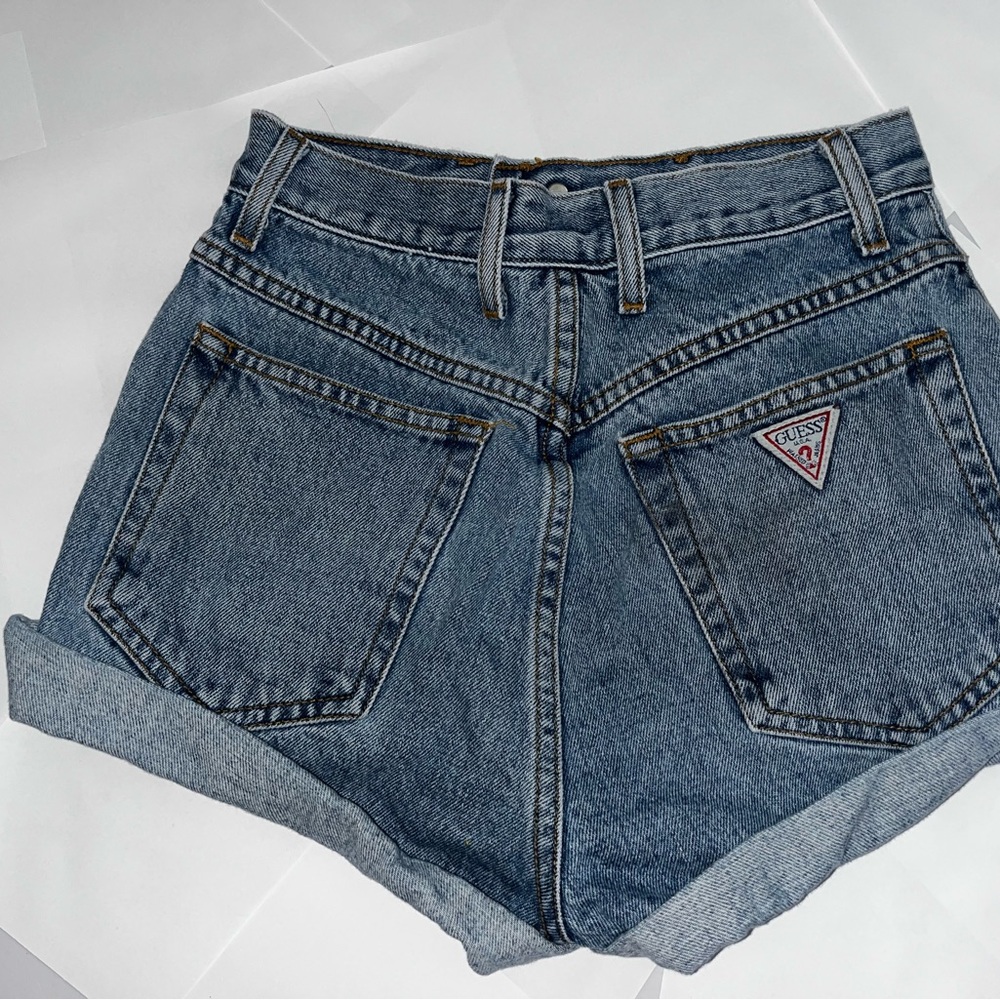 Guess Blue Jean Shorts Distressed High-Waisted